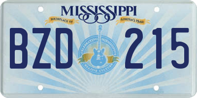 MS license plate BZD215