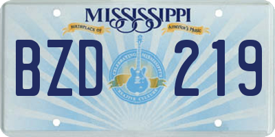 MS license plate BZD219