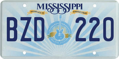 MS license plate BZD220