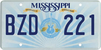 MS license plate BZD221