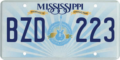 MS license plate BZD223