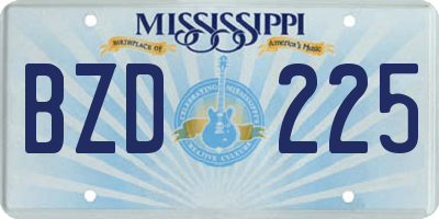 MS license plate BZD225