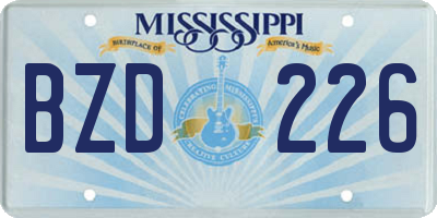 MS license plate BZD226
