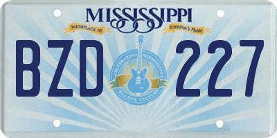 MS license plate BZD227