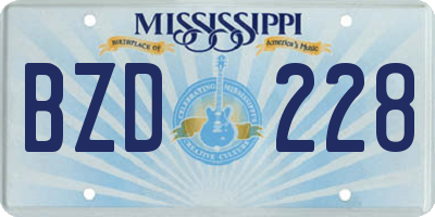 MS license plate BZD228
