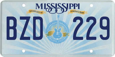 MS license plate BZD229