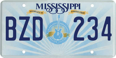 MS license plate BZD234