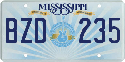 MS license plate BZD235