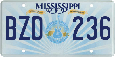 MS license plate BZD236