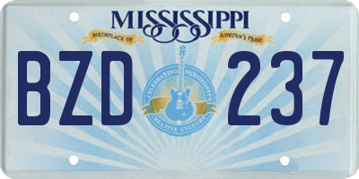 MS license plate BZD237