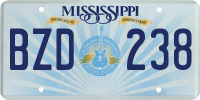 MS license plate BZD238