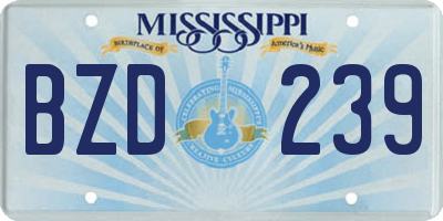 MS license plate BZD239