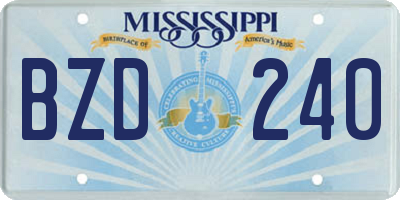 MS license plate BZD240