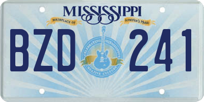 MS license plate BZD241