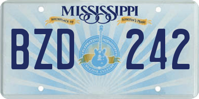 MS license plate BZD242
