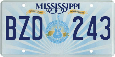 MS license plate BZD243