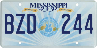 MS license plate BZD244