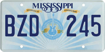 MS license plate BZD245