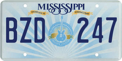 MS license plate BZD247