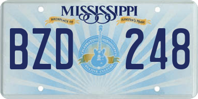 MS license plate BZD248