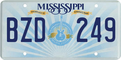 MS license plate BZD249