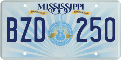 MS license plate BZD250