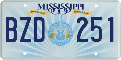 MS license plate BZD251