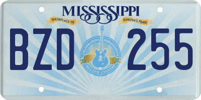 MS license plate BZD255