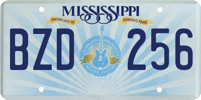 MS license plate BZD256