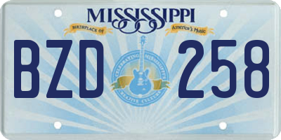 MS license plate BZD258