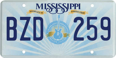 MS license plate BZD259