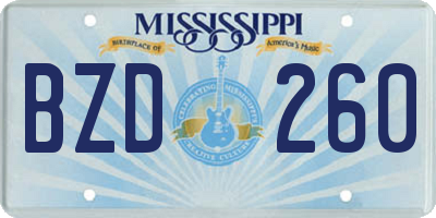 MS license plate BZD260