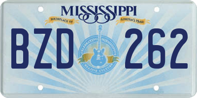 MS license plate BZD262