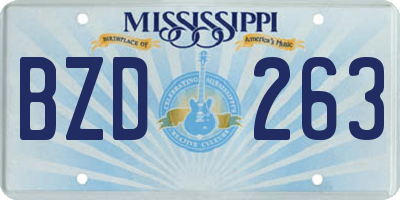 MS license plate BZD263