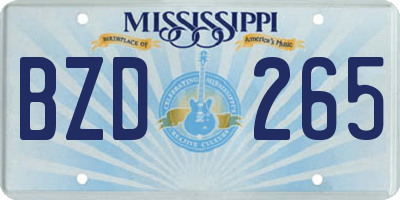 MS license plate BZD265