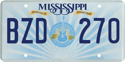MS license plate BZD270