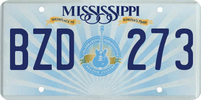 MS license plate BZD273