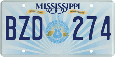 MS license plate BZD274