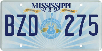 MS license plate BZD275
