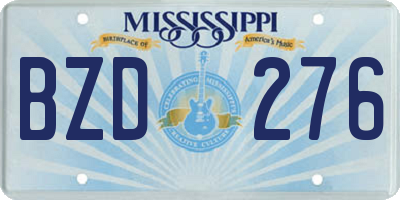 MS license plate BZD276