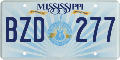 MS license plate BZD277