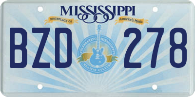 MS license plate BZD278