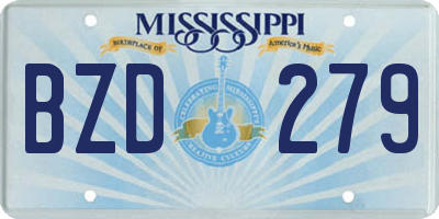 MS license plate BZD279