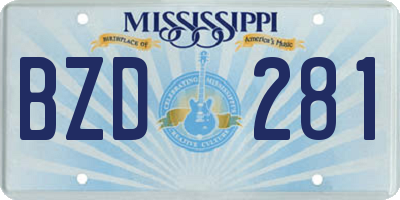 MS license plate BZD281