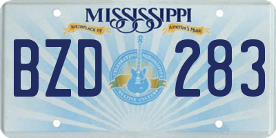 MS license plate BZD283