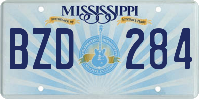 MS license plate BZD284