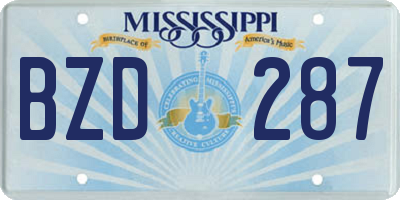 MS license plate BZD287