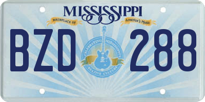 MS license plate BZD288