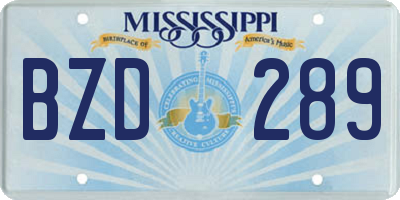 MS license plate BZD289
