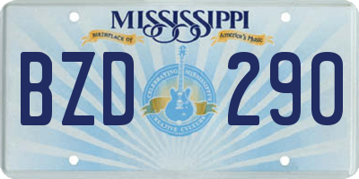 MS license plate BZD290